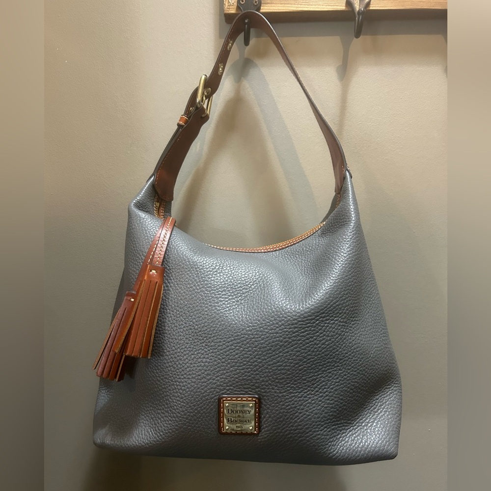 Dooney & Bourke Paige Grey Pebbled Leather Hobo Bag